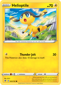 Helioptile 63/192 Pokémon card from Rebel Clash for sale at best price