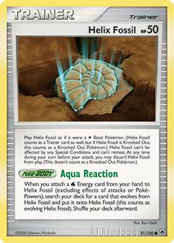 Common Pokémon card Helix Fossil 91/100 from Majestic Dawn expansion