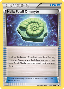Uncommon Pokémon card Helix Fossil Omanyte 102/124 from Fates Collide expansion
