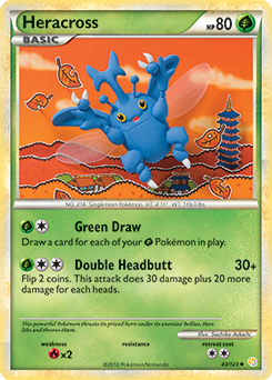 Uncommon Pokémon card Heracross 43/123 from HeartGold SoulSilver expansion