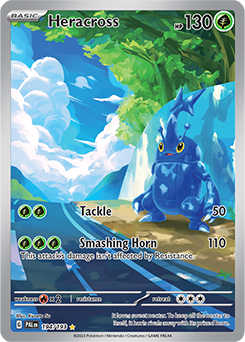 Illustration rare Pokémon card Heracross 194/193 from Paldea Evolved expansion