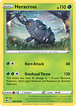 Common Pokémon card Heracross 008/189 from Astral Radiance expansion