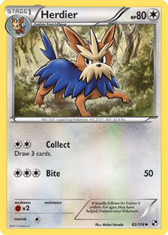 Herdier 82/114 Pokémon card from Black & White for sale at best price