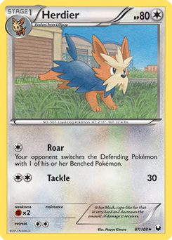 Herdier 87/108 Pokémon card from Dark Explorers for sale at best price