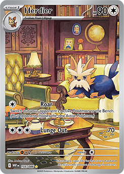 Illustration rare Pokémon card Herdier 155/86 from White Flare expansion