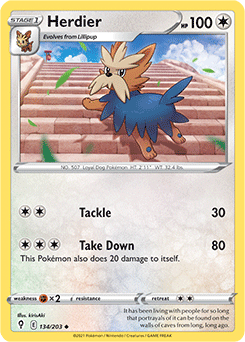 Herdier 134/203 Pokémon card from Evolving Skies for sale at best price