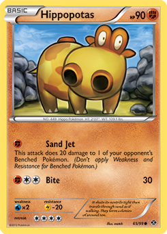 Common Pokémon card Hippopotas 65/99 from Next Destinies expansion