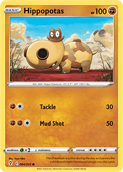 Common Pokémon card Hippopotas 84/203 from Evolving Skies expansion