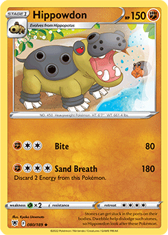 Uncommon Pokémon card Hippowdon 080/189 from Astral Radiance expansion