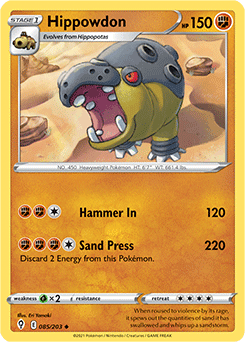 Uncommon Pokémon card Hippowdon 85/203 from Evolving Skies expansion