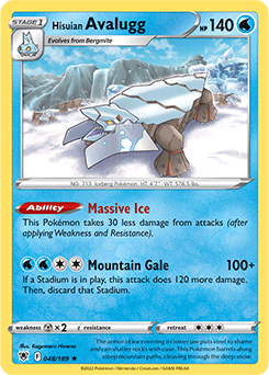 Rare Pokémon card Hisuian Avalugg 048/189 from Astral Radiance expansion