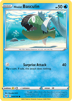Common Pokémon card Hisuian Basculin 044/196 from Lost Origin expansion