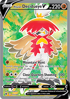 Full Art V Pokémon card Hisuian Decidueye V 173/189 from Astral Radiance expansion