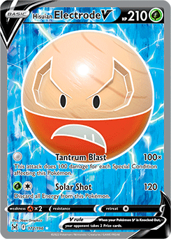 Full Art V Pokémon card Hisuian Electrode V 172/196 from Lost Origin expansion