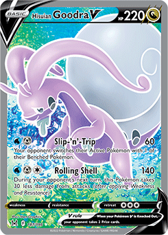 Full Art V Pokémon card Hisuian Goodra V 187/196 from Lost Origin expansion