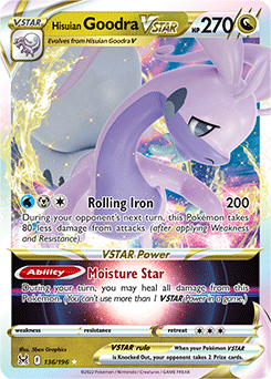 Ultra rare VSTAR Pokémon card Hisuian Goodra VSTAR 136/196 from Lost Origin expansion