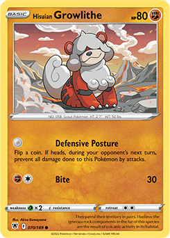 Common Pokémon card Hisuian Growlithe 070/189 from Astral Radiance expansion