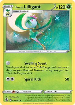 Rare Pokémon card Hisuian Lilligant 010/195 from Silver Tempest expansion