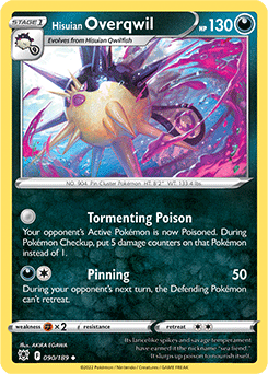 Uncommon Pokémon card Hisuian Overqwil 090/189 from Astral Radiance expansion