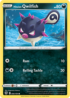 Common Pokémon card Hisuian Qwilfish 088/189 from Astral Radiance expansion