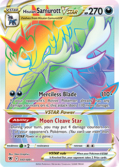 Rainbow VSTAR Pokémon card Hisuian Samurott VSTAR 197/189 from Astral Radiance expansion