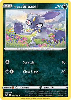 Common Pokémon card Hisuian Sneasel 092/189 from Astral Radiance expansion