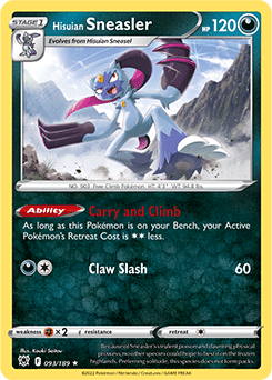 Rare Holo Pokémon card Hisuian Sneasler 093/189 from Astral Radiance expansion