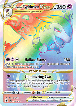 Rainbow VSTAR Pokémon card Hisuian Typhlosion VSTAR 193/189 from Astral Radiance expansion