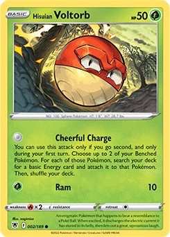 Common Pokémon card Hisuian Voltorb 002/189 from Astral Radiance expansion