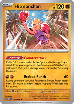 Uncommon Pokémon card Hitmonchan 107/165 from 151 expansion