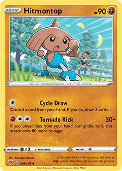 Uncommon Pokémon card Hitmontop 088/185 from Vivid Voltage expansion