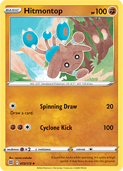 Uncommon Pokémon card Hitmontop 072/172 from Brilliant Stars expansion