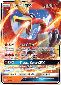 ULTRA RARE Ho-Oh GX 21/147 Burning Shadows Legendary Pokemon Card Holo Foil  - LP