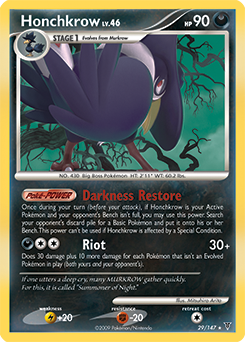Rare Pokémon card Honchkrow 29/147 from Supreme Victors expansion