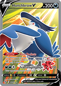 Full Art V Pokémon card Honchkrow V 161/172 from Brilliant Stars expansion