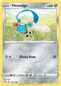 Common Pokémon card Honedge 133/192 from Rebel Clash expansion