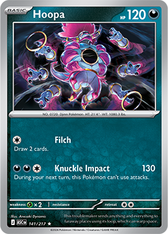 Carte Pokémon Rare Hoopa 141/217 de la série Héros Transcendants