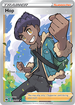 Full Art Trainer Pokémon card Hop 073/073 from Champion s Path expansion