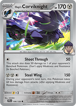 Uncommon Pokémon card Hop's Corviknight 108/159 from Journey Together expansion