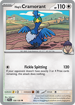 Uncommon Pokémon card Hop's Cramorant 138/159 from Journey Together expansion