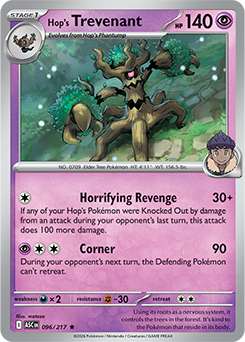 Rare Pokémon card Hop's Trevenant 96/217 from Ascended Heroes expansion