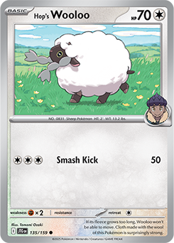 Common Pokémon card Hop's Wooloo 135/159 from Journey Together expansion