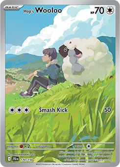 Illustration rare Pokémon card Hop's Wooloo 170/159 from Journey Together expansion