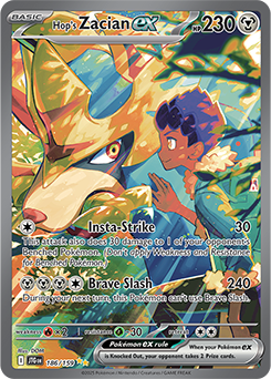 Special illustration rare Pokémon card Hop's Zacian ex 186/159 from Journey Together expansion