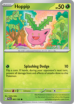 Common Pokémon card Hoppip 001/193 from Paldea Evolved expansion