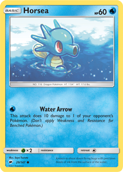 Horsea 29/147 Pokémon card from Burning Shadows for sale at best price