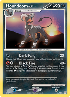 Rare Pokémon card Houndoom 18/106 from Great Encounters expansion
