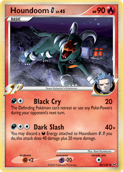 Uncommon Pokémon card Houndoom 50/127 from Platinuim expansion