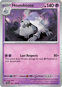 Rare Pokémon card Houndstone 106/198 from Scarlet & Violet expansion