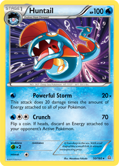 Rare holo Pokémon card Huntail 50/160 from Primal Clash expansion
